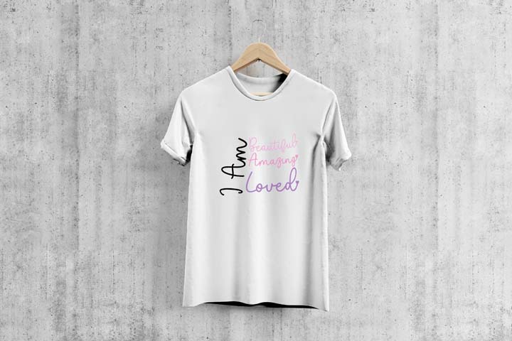 I Am Beautiful I Am Amazing I Am Loved Cursive - T-Shirt